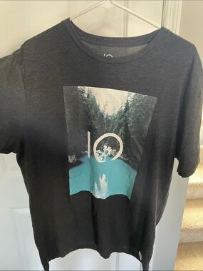 tentree Black Short-Sleeve Tee with Teal Scenic Graphic Men’s Large